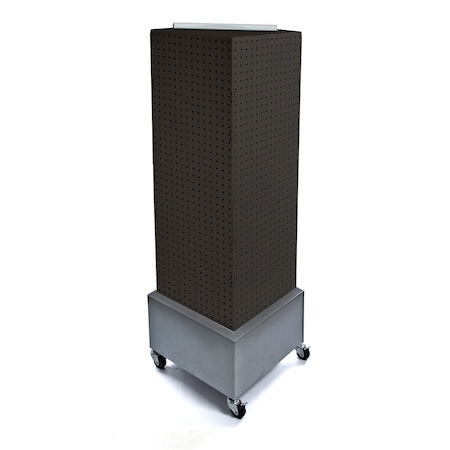 Azar Displays Four-Sided Pegboard Floor Wheeled Base Display Panel Size:14"x40" 701415-BLK